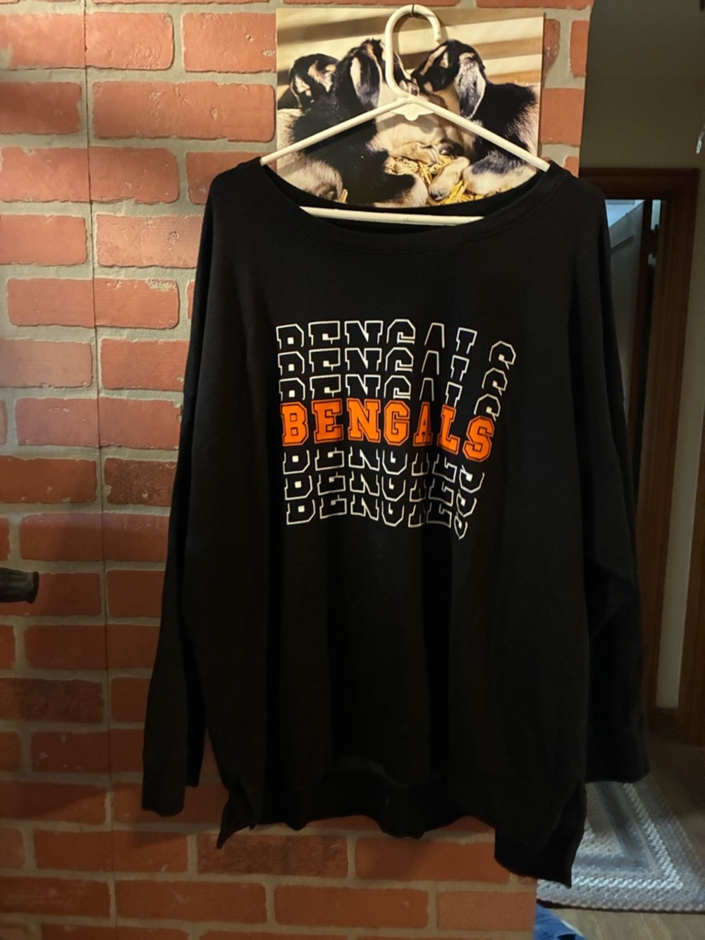 Terra & Sky Black Long Sleeve Tee with Orange Bengals Graphic